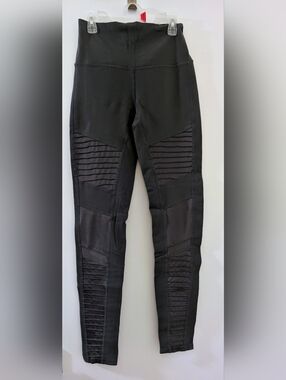 ALO Yoga Black Moto Ribbed Leggings - Medium
